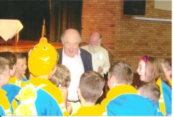 Blofeld with Junior Cricketers